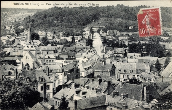 Postcard Brionne Eure, General view taken from the old Chateau