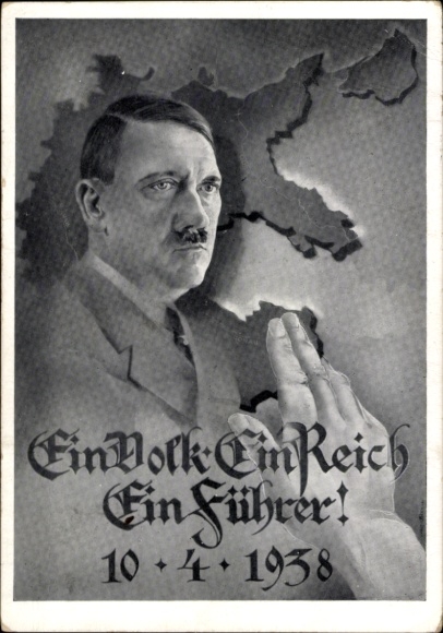 Artist Postcard One People, One Reich, One Leader, 10.04.1938, Vote for Greater Germany, Adolf Hitler