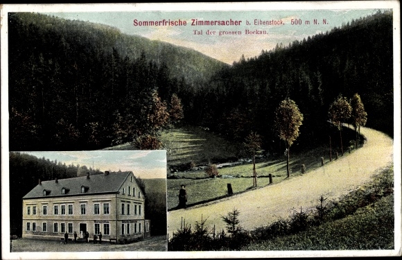 Postcard Blauenthal Eibenstock in the Ore Mountains, summer resort Zimmersacher, valley of the great Bockau