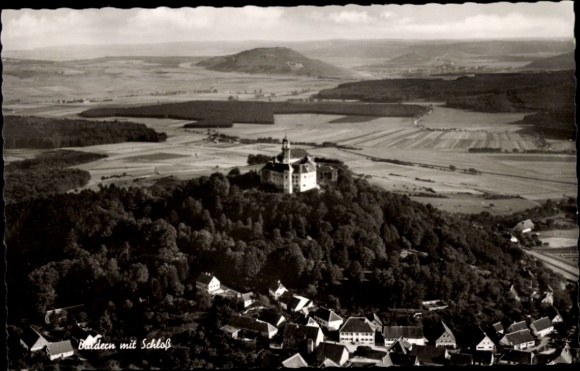 Postcard Baldern Bopfingen in the Ostalbkreis, aerial photograph, castle