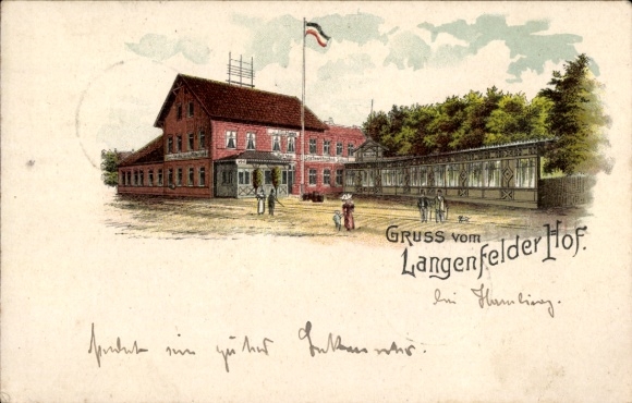 Litho Hamburg Eimsbüttel Langenfelde, Langenfelder Hof, Gastwirtschaft