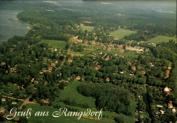 Ak Rangsdorf in Brandenburg, Luftaufnahme von  Wasser, Wälder, Landschaft