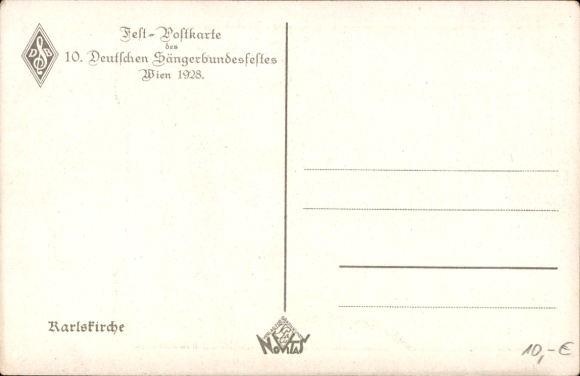 Artist Postcard Vienna 4 Wieden, 10th German Singers' Festival 1928, Karlskirche