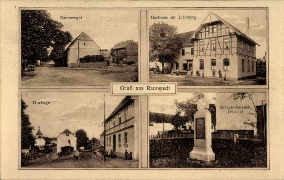 Ak Rannstedt Bad Sulza in Thüringen, Gasthof zur Erholung, Kriegerdenkmal, Dorf