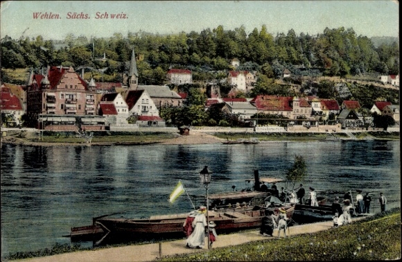 Ak Stadt Wehlen an der Elbe Sächsische Schweiz, Gesamtansicht