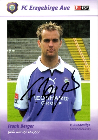 Autogrammkarte Fußballer Frank Berger, FC Erzgebirge Aue, Autogramm