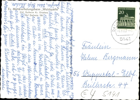 Postcard Dalheim Rödgen Wegberg in North Rhine-Westphalia, Protestant mothers&#39; convalescent home