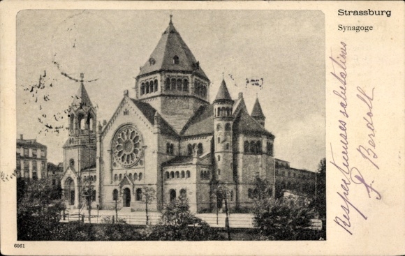 Judaica Postcard Strasbourg Alsace Bas Rhin, Synagogue
