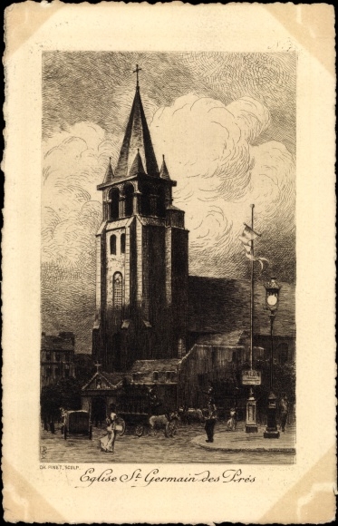 Kunstenaarskaart Paris VI., Eglise Saint Germain des Pres