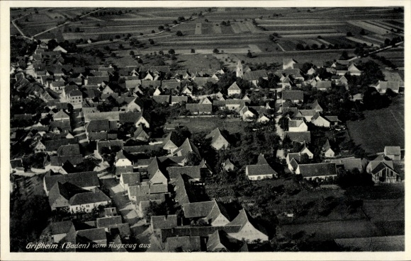 Postcard Grißheim Neuenburg am Rhein Baden, aerial photograph