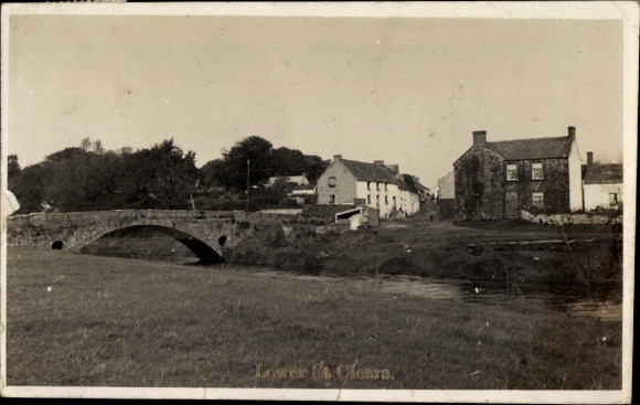 Photo Postcard Lower St. Clears Wales, partial view, bridge