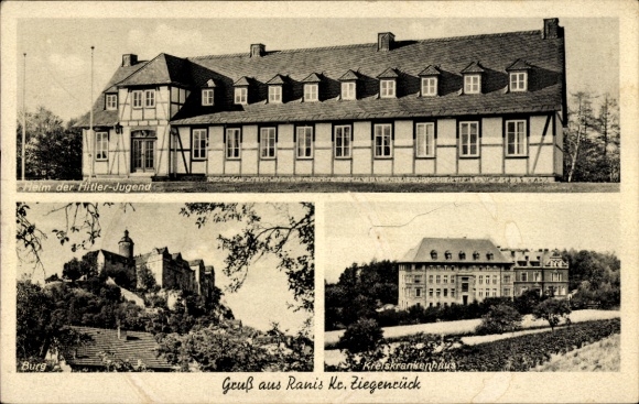Ak Ranis in Thüringen, Heim der Hitler Jugend, Kreiskrankenhaus, Burg