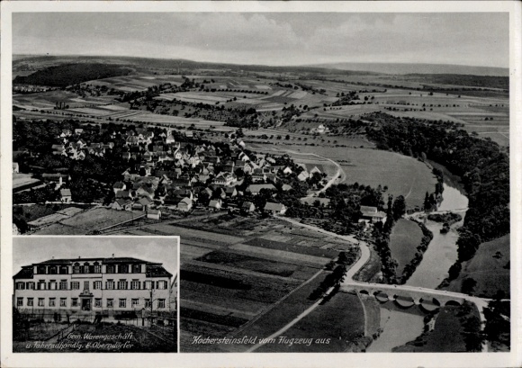 Ak Kochersteinsfeld Hardthausen am Kocher, Fliegeraufnahme, Geschäftshaus F. Oberndörfer
