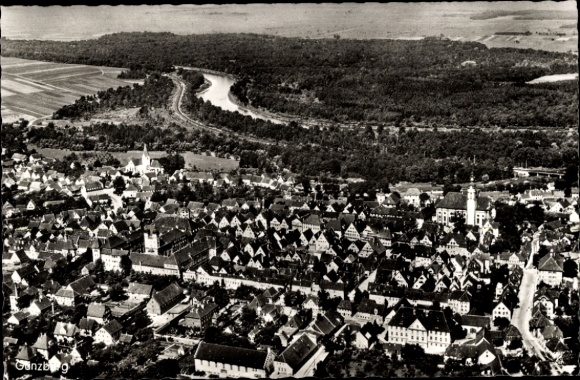 Postcard Günzburg on the Danube Swabia, aerial photo