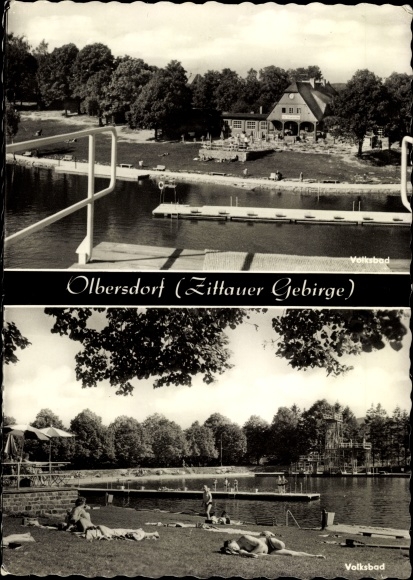 Postcard Olbersdorf in Saxony, Volksbad