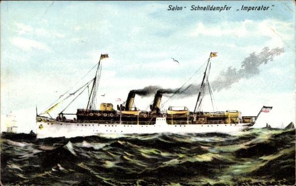 Kunstenaar Ak stoomboot Imperator, rederij Braeunlich Stettin