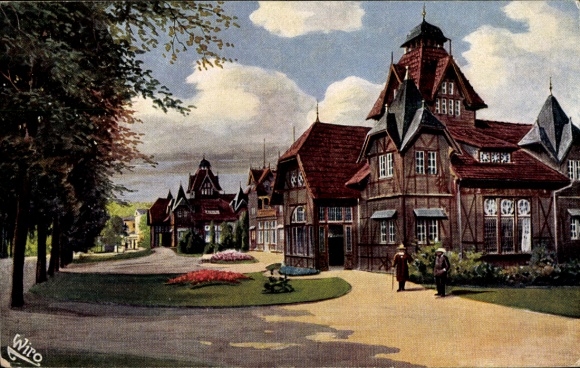Artist Postcard Bad Oeynhausen in North Rhine Westphalia, part at the bathhouse 2