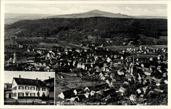 Ak Gottmadingen im Hegau, Fliegeraufnahme, Gasthaus z. Friedenslinde