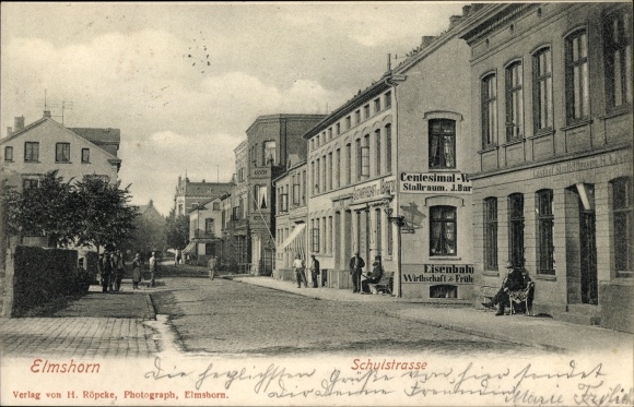 Ansichtkaart Elmshorn in Holstein, Schulstrasse, herberg