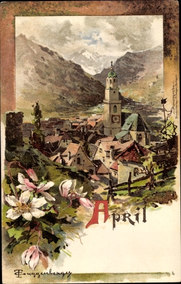 Artist Chromo-Litho Guggenberger, Thomas, Allegory, April, Locality