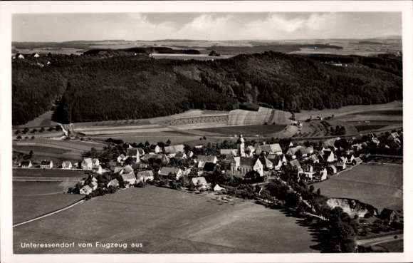 Postcard Unteressendorf Hochdorf an der Riß Upper Swabia, aerial photograph