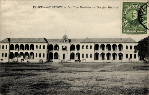 Postcard Port au Prince Haiti, five ministries