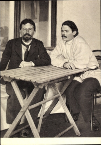 Postcard writers Maxim Gorky and Anton Chekhov, Yalta 1900