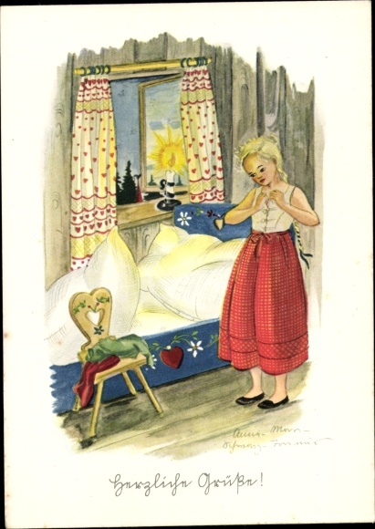 Artist PC Schwarz Torinus, Anna Maria, girls changing clothes, bed, candle