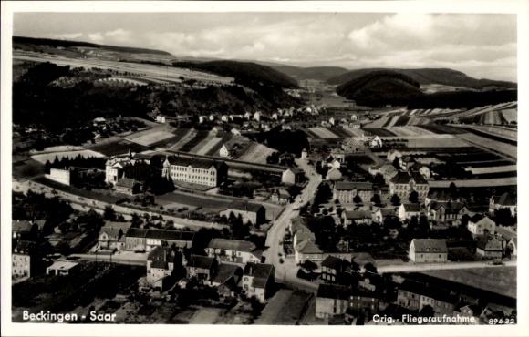 Postcard Beckingen Saar, aerial photograph