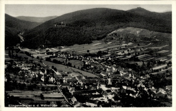Postcard Klingenmünster on the Palatinate Wine Route, aerial photograph