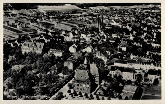 Postcard Dillingen in Saarland, aerial photograph