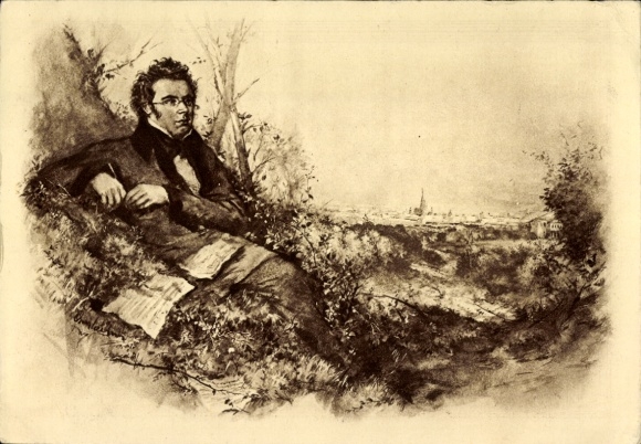 Postal stationery artist PC Austrian composer Franz Schubert, portrait