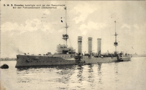 Ak Deutsches Kriegsschiff SMS Dresden, kleiner Kreuzer, Kaiserliche Marine