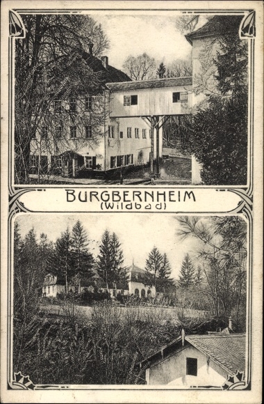 Postcard Burgbernheim in the Frankenhöhe Bavaria, view of the Wildbald