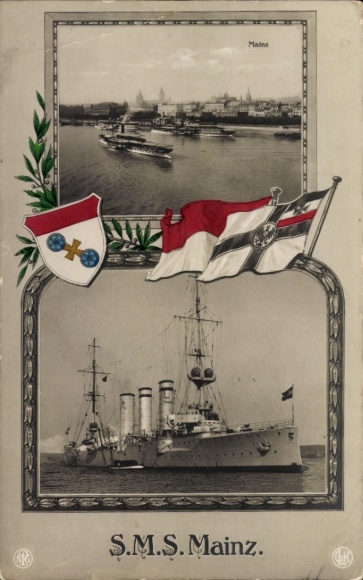 Picture of Mainz on the Rhine, general view, German warship SMS Mainz