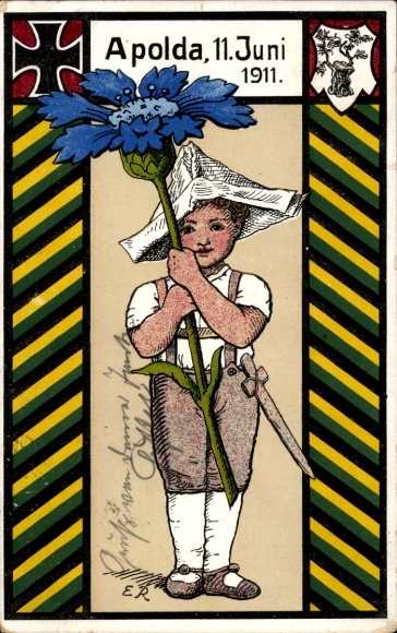 Artist Postcard Apolda in Thuringia, Cornflower Day 1911, Grand Duke S. Warrior and Military Association