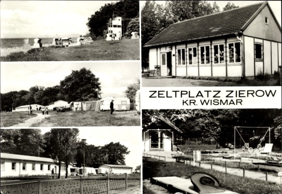 Postcard Zierow in Mecklenburg, beach, camping, building, miniature golf