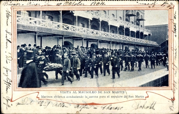 Postcard Buenos Aires Argentina, Mausoleum of San Martin, Chilean sailors