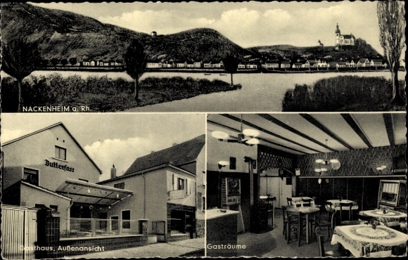 Aknackenheim am Rhein, general view, inn and butcher's shop to the butter churn, music box
