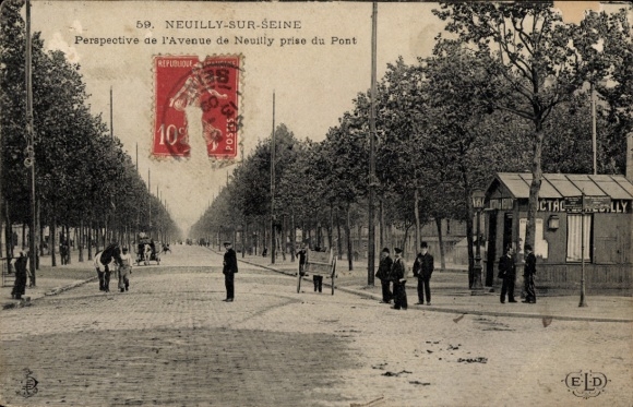 CPA Neuilly sur Seine Hauts de Seine, Perspective de l'Avenue de Neuilly prise du Pont