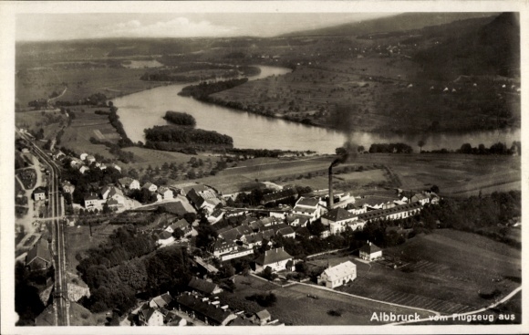 Postcard Albbruck Kreis Waldshut, aerial photograph of the town and surroundings