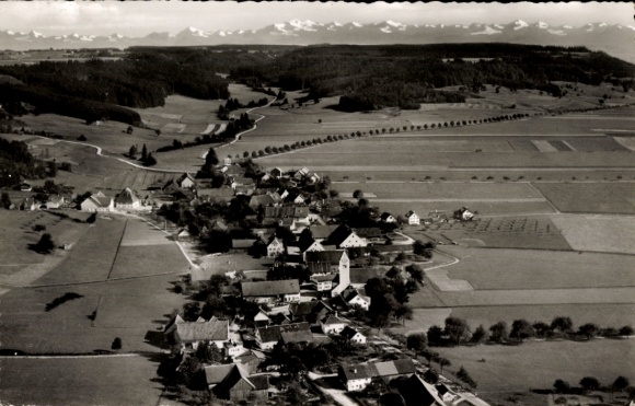 Postcard Wolfertschwenden in Unterallgäu, aerial photograph