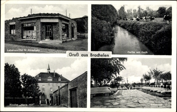 Postcard Brachelen Hückelhoven North Rhine Westphalia, food M. Abramsky, Bach, monastery, memorial