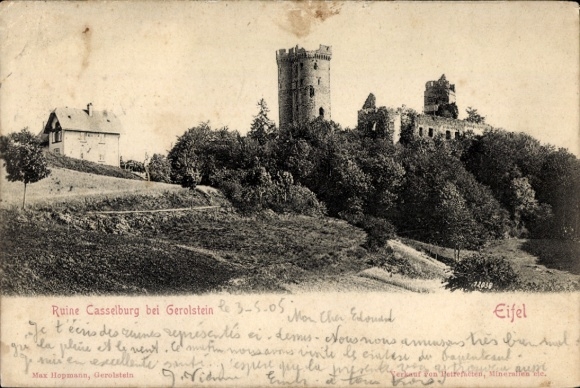 Postcard Pelm in the Eifel, ruins of Kasselburg