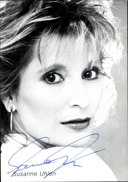 Postcard actress Susanne Uhlen, portrait, autograph