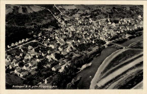 Postcard Aldingen in Württemberg, aerial photograph
