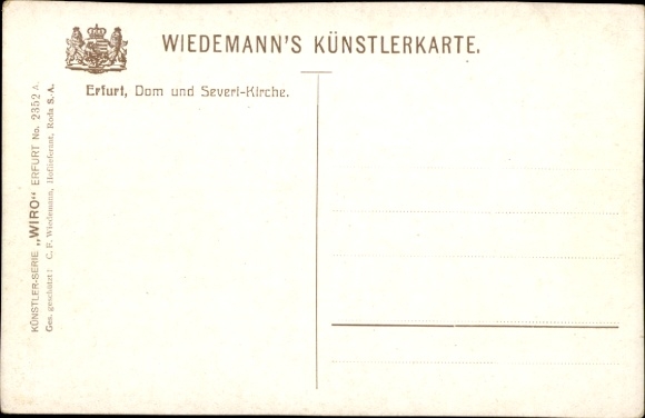 Artist Postcard Erfurt in Thuringia, Cathedral and Severikirche