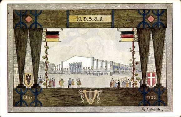 Artist Postcard Vienna, 10th German Singers' Festival 1928, Singers' Hall