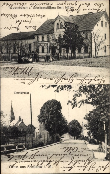 Postcard Schildow Mühlenbecker Land Oberhavel, inn, Dorfstrasse
