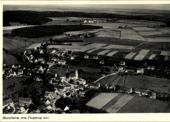 Postcard Maselheim in Upper Swabia Württemberg, aerial photograph